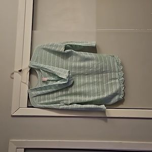 Baby blue see through crochet hooded top size xxl